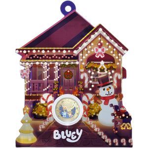 2025 $1 Bluey Christmas Al-br Unc coin on Card