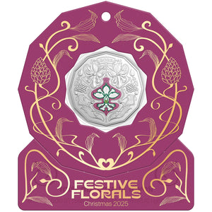 2025 50c Christmas Festive Florals Uncirculated Coin