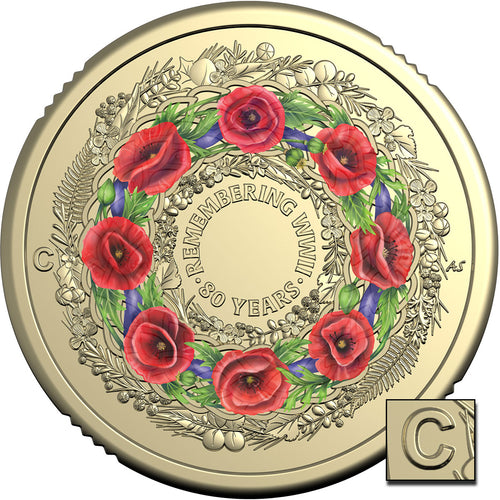 2025 $2 Remembrance Day Poppy Wreath 'C' MINTMARK COIN ON CARD