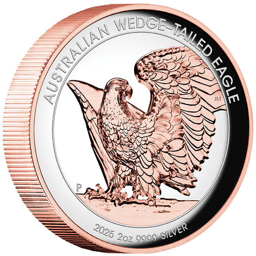 2025 $2 Wedge-tailed Eagle Gilded Ultra High Relief 2oz Silver Proof Coin