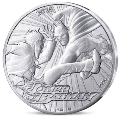 2025 France 10€ DC Comics 90th Ann: Batman & Joker Silver Coin
