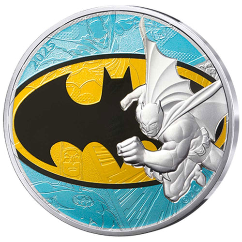 2025 France 10€ DC Comics 90th Ann: Logo Batman Colour Silver Coin