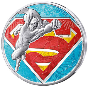 2025 France 10€ DC Comics 90th Ann: Logo Superman Colour Silver Coin