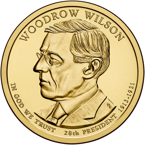 2013 USA $1 President Woodrow Wilson P&D Uncirculated Coin Pair