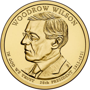 2013 USA $1 President Woodrow Wilson P&D Uncirculated Coin Pair