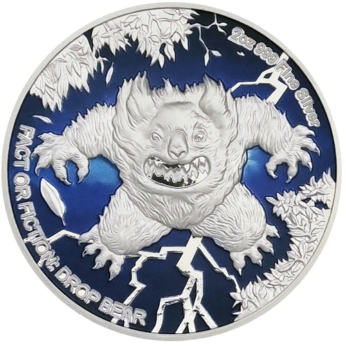 2024 Niue $5 Fact or Fiction: Drop Bear 2oz Silver Coin