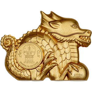 2024 Mongolia 1000Tg Great Gilded Dragon 1oz Silver Coin