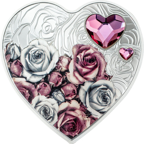2024 Cook Isl. $5 Brilliant Love Roses 20g Silver Coin