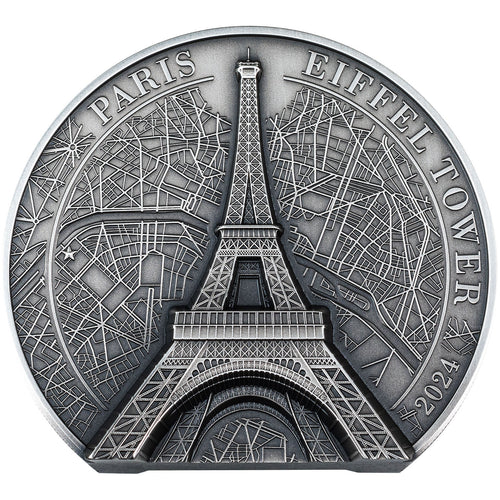 2024 Cook Isl. $25 Eiffel Tower 5oz Silver Coin