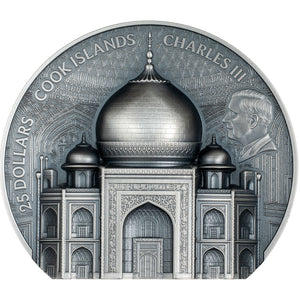 2025 Cook Isl. $25 Historical Monuments - Taj Mahal 5oz Silver Coin