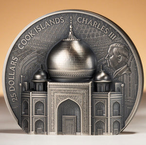 2025 Cook Isl. $25 Historical Monuments - Taj Mahal 5oz Silver Coin