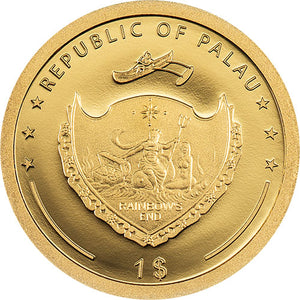 2025 Palau $1 Four Leaf Clover 1g Gold Coin