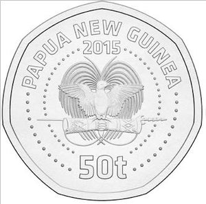 2015 PNG 50t XV Pacific Games Coloured Unc Coin