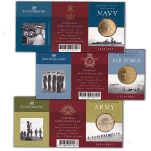2001 $1 Australian Armed Forces Set (3 Coins)