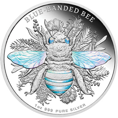 2025 Niue $2 Native Bees - Blue-banded Bee Hologram 1oz Silver Proof Coin
