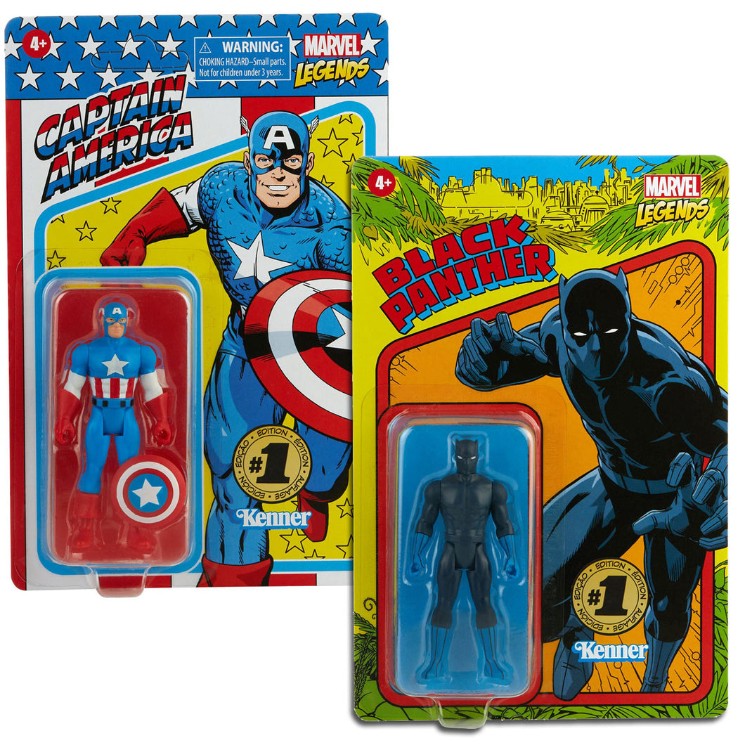 Marvel Legends Retro 3.75 Inch Captain America & Black Panther Action Figure Set