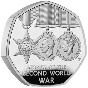 2025 UK 50p Stories of WWII Piedfort Silver Proof Coin