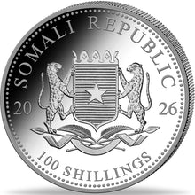 2026 Somali 100Sh Elephant World's Fair of Money Privy Mark 1oz Silver Coin