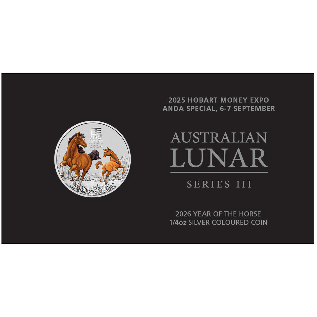 2026 25c Hobart Money Expo Year of the Horse 1/4oz Silver Coin
