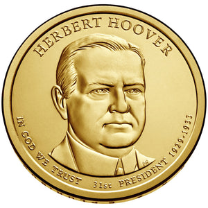2014 USA $1 President Herbert Hoover P&D Uncirculated Coin Pair