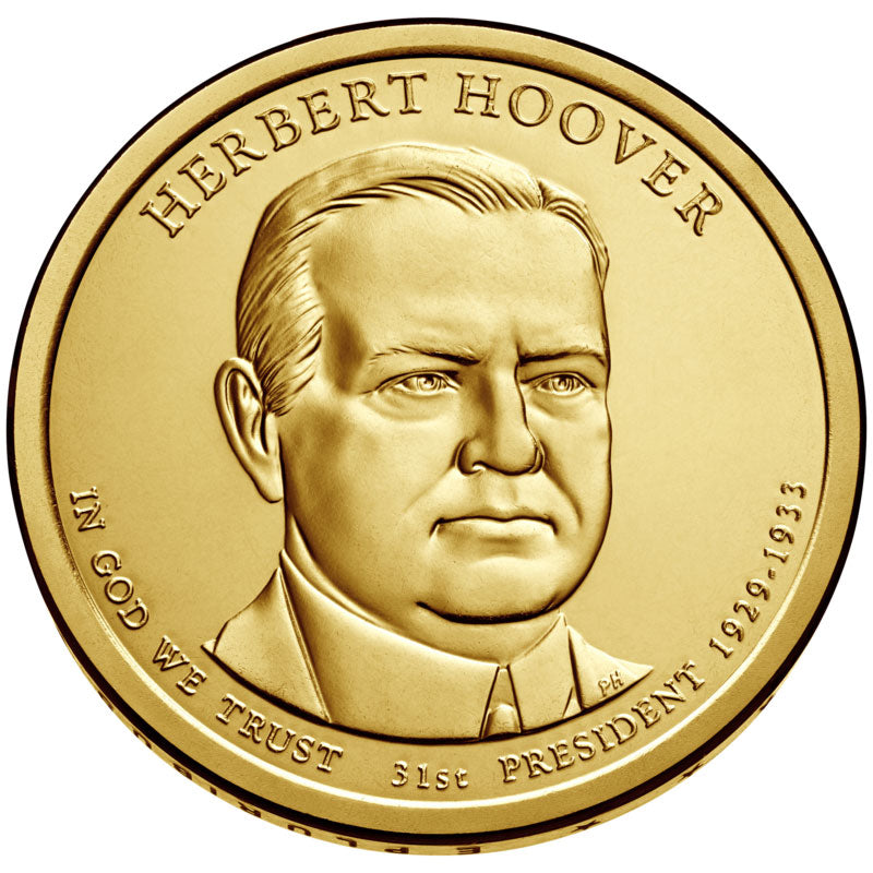 2014 USA $1 President Herbert Hoover P&D Uncirculated Coin Pair
