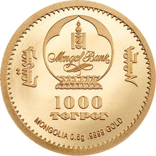 2022 Mongolia 1000Tg Year of the Tiger 0.5g Gold Coin