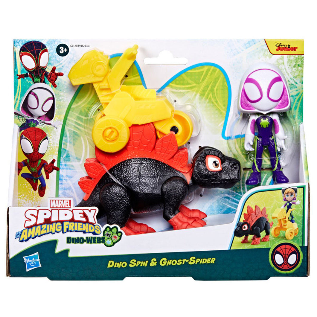 Spidey and His Amazing Friends Dino Webs: Dino Spin & Ghost-Spider Action Figure