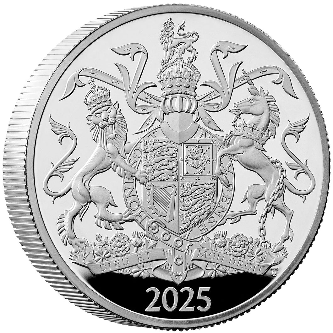 2025 UK £5 Royal Arms PIEDFORT Silver Proof