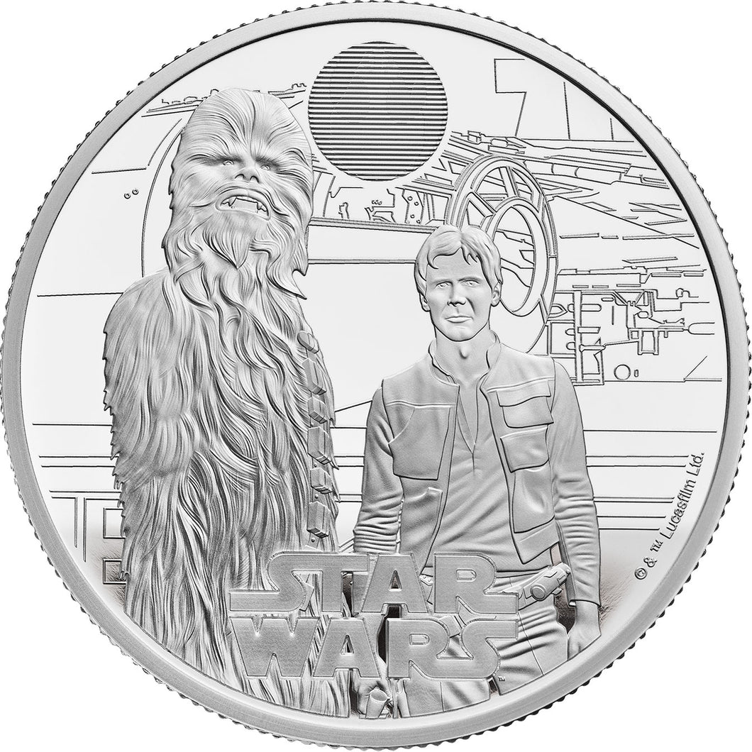 2024 UK £5 Star Wars -  Han & Chewbacca  1oz Silver Proof Coin