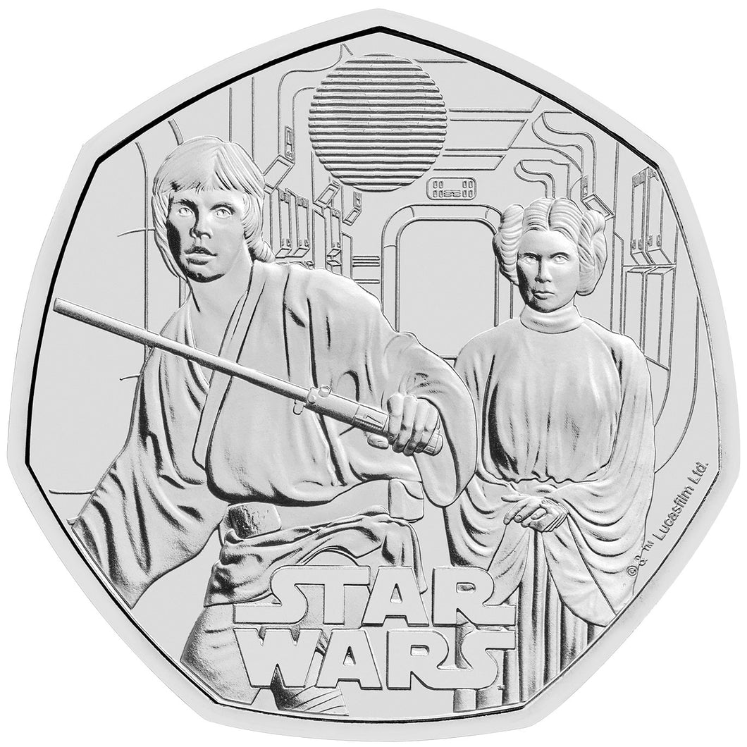 2023 UK 50p Star Wars - Luke & Leia BU Coin