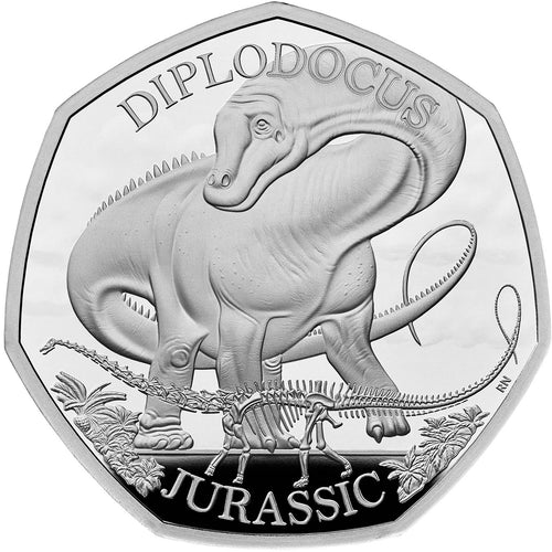 2024 UK 50p Dinosaurs - Diplodocus Silver Proof