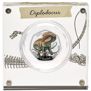 2024 UK 50p Dinosaurs - Diplodocus Colour Silver Proof