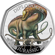2024 UK 50p Dinosaurs - Diplodocus Colour Silver Proof