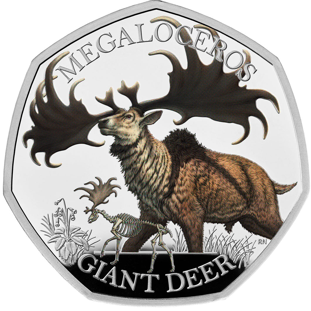 2024 UK 50p Ice Age - Giant Deer Colour Silver Proof Coin