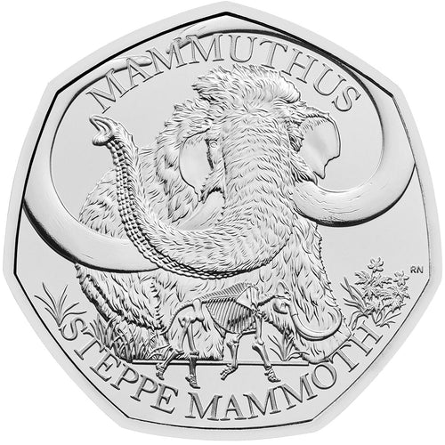 2024 UK 50p Ice Age - Steppe Mammoth BU Coin