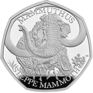 2024 UK 50p Ice Age - Steppe Mammoth  Silver Proof Coin