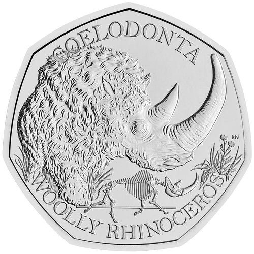 2024 UK 50p Ice Age - Woolly Rhino BU Coin