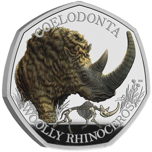 2024 UK 50p Ice Age - Woolly Rhino Colour Silver Proof Coin