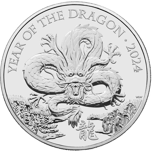 2024 UK £5 Year of the Dragon BU
