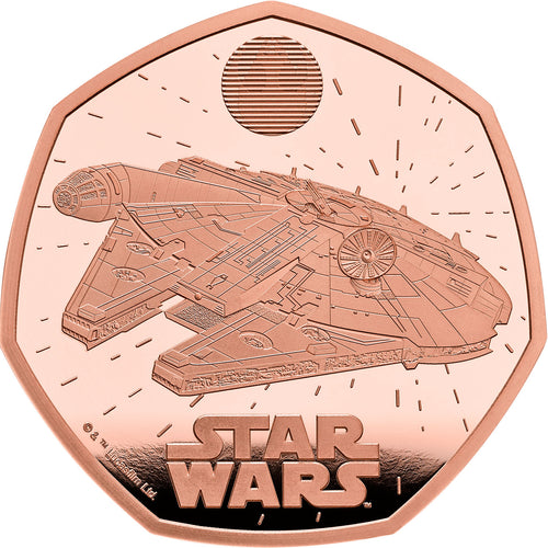 2024 UK 50p Star Wars Ship - Millennium Falcon Gold Proof
