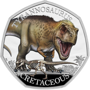 2024 UK 50p Dinosaurs - T-Rex Colour Silver Proof