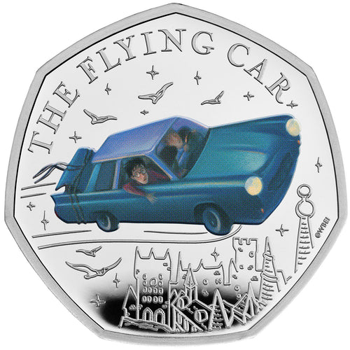 2025 UK 50p Harry Potter - The Flying Car Silver Proof Coin