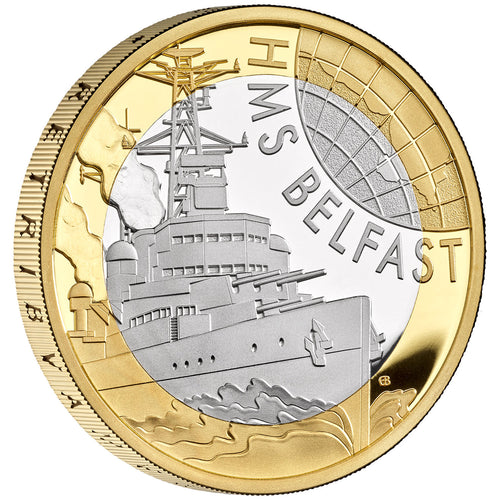 2025 UK £2 HMS Belfast Silver Proof Coin