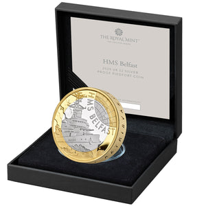 2025 UK £2 HMS Belfast Silver Proof Piedfort Coin