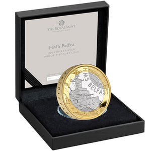 2025 UK £2 HMS Belfast Silver Proof Piedfort Coin