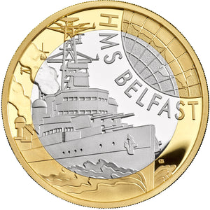 2025 UK £2 HMS Belfast Silver Proof Piedfort Coin