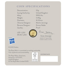 2025 UK 50p 90yrs of Monopoly 1/40oz Gold Proof Coin