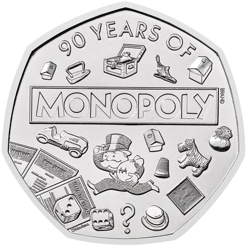 2025 UK 50p 90yrs of Monopoly BU Coin