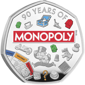 2025 UK 50p 90yrs of Monopoly Silver Proof Coin