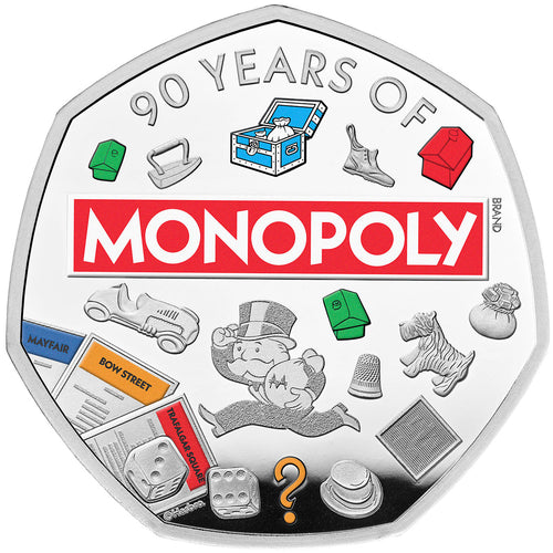 2025 UK 50p 90yrs of Monopoly Silver Proof Coin